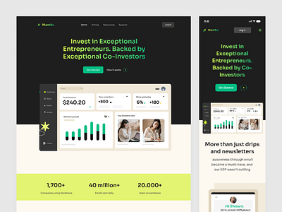 Mamitu Website app design cofoudner dark website dashboard front page homepage investors mobile design responsive user experience user interface web design website