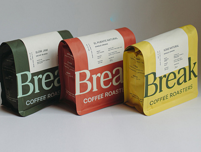 Break Coffee Roasters – Packaging Design bag design brand design branding coffee bag coffee brand coffee design