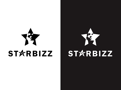 Starbizz flat logo minimal negativespace stars vector