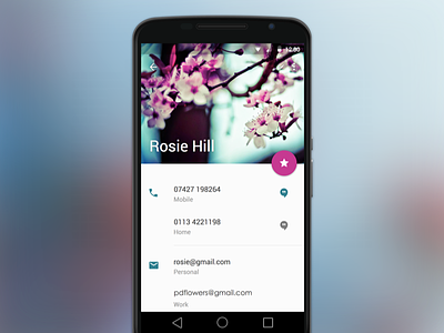 Material Design android app blurred call design flower info materialdesign name pink