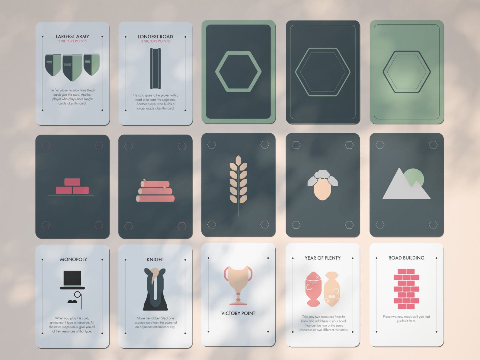 Catan Designer Development & Resource Cards Minimalist Cards by Yasmine Riachi on Dribbble