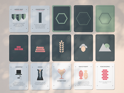 Catan Designer Development & Resource Cards | Minimalist Cards branding card catan design game design graphic design illustration minimalisim