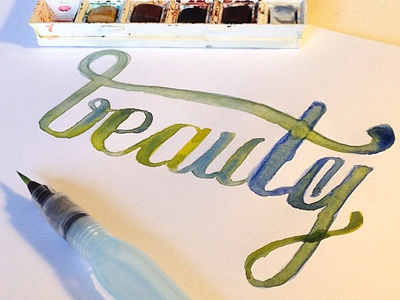 Aquarelle Lettering aquarelle brush calligraphy colors lefty lettering script