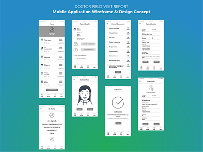 Doctor's Field Visit Mobile App doctor mobile app report ui ux wireframe design