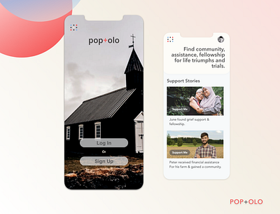 POP+OLO : Church Community App app church community map religious support ux design