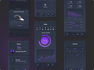 Solvo - Sleep Apnea App apnea app app dark design dark neumorphism ui mobile design mobile ui sleeping app ui