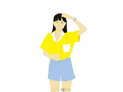 fix my bangs!!! art bangs blue character design draw fashion girl illustration paint tool sai pose yellow