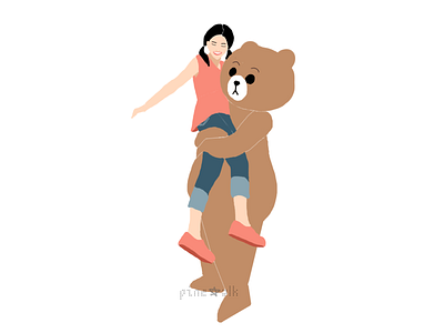 owning a teddy bear art bear brown character character design digital doll draw fashion girl illustration paint tool sai pose