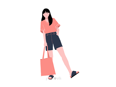 Summer!! art bag character character design digital draw fashion girl happy illustration paint tool sai pose