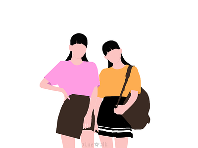 bestfriend 2 art bag best friend best friends character character design design digital draw fashion girl illustration paint tool sai pose