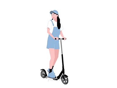 riding a scooter! art character character design design digital draw fashion girl happy illustration paint tool sai pose scooter