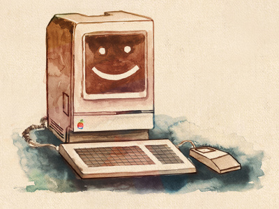 Mac Classic Watercolor illustration sketch watercolor