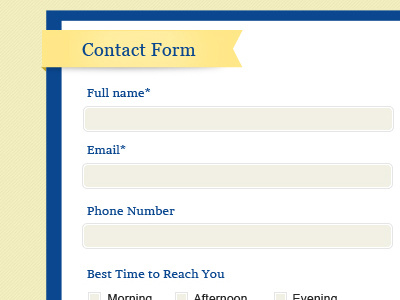 Contact Form blue contact fields form ribbon website yellow
