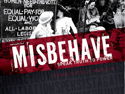 MisBehave Book Cover black book cover dark distressed grunge print red white