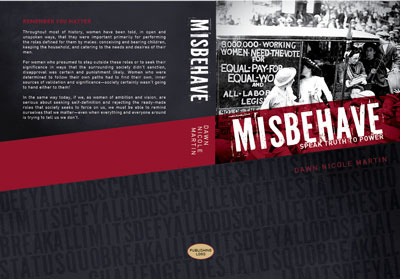 MisBehave Book Cover black book cover dark distressed grunge print red women