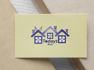 Todayz RE LLC business card mockup and real-estate logo design