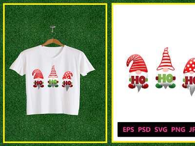 Christmas Gnome Ho-Ho-Ho T-shirt Design vector