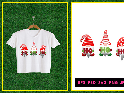 Christmas Gnome Ho-Ho-Ho T-shirt Design