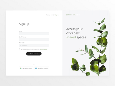 Daily UI #001 Linked Spaces Sign up