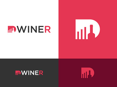 D wine logo analytics chart d letter logo flat design growing minimalist logo modern logo wine bottle