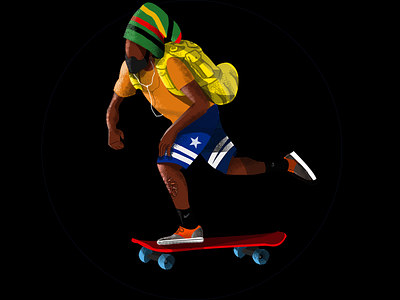 Rastaman Longboarder art brasil color colorful colors desenhista drawing drawings flatdesign illustrator illustrator design ilustração jah longboard rasta rastafari skate skateboards vibe