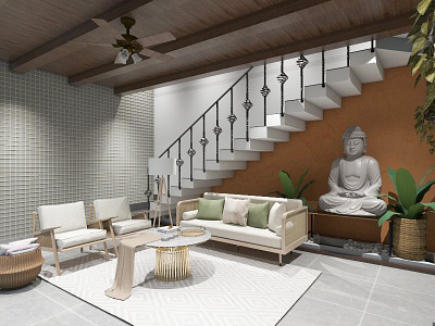 Living Room Rendering 3d rendering architecture design illustration minimal vray