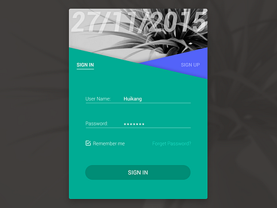 Daily UI #001# Sign in Interface blue daidyui green login web