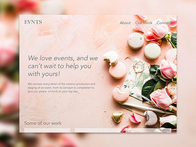 Evnts Website Design card cards desert events flowers homepage landing page macaron website