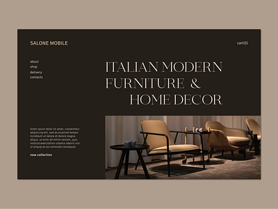 Italian Furniture Website Concept design minimal typography ui ux web