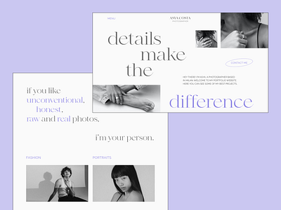 Photographer Website design minimal typography ui ux web