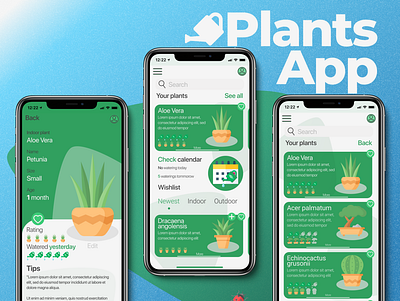 Plants App idea app basic branding clean clean ui design flat flower garden logo plats typography ui ux