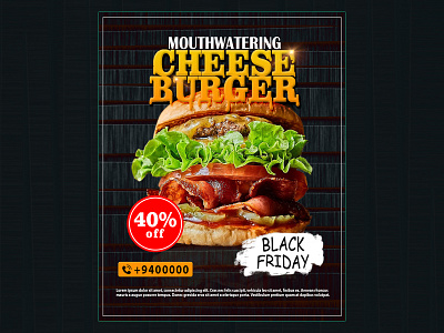 Mouthwatering Poster advertising branding burger facebook post flex graphic design photoshop poster design social media
