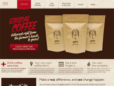 Ethical Coffee Chain - New Homepage coffee ecommerce interface kraft paper ui ux