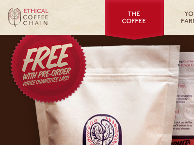 Ethical Coffee Chain - Free with Pre-order coffee ecommerce interface kraft paper ui ux