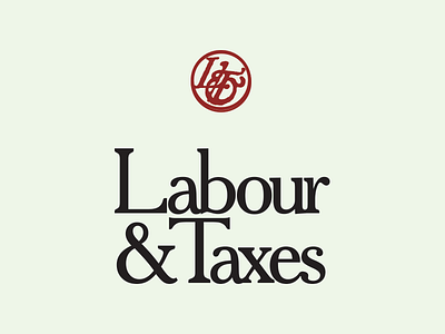 Labour & Taxes cheltenham logo monogram seal serif type wordmark