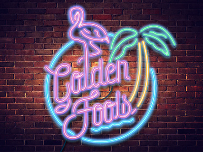 Golden Fools Neon Logo brand identity branding design dj logo edm logo icon illustration logo logo design logotype music branding music logo neon neon lights neon sign typography vector