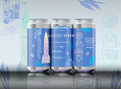 Gravities Rainbow Hazy IPA Label beer art beer branding beer can beer can design beer label beer label design blueprint brand identity branding can mockup craft beer drink labels graphic design hops illustration label design label packaging logo design packaging design rocketship