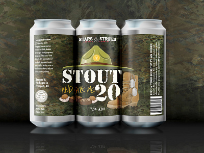 Stout and Give Me 20 beer beer art beer branding beer can beer can design beer label beer label design beer packaging camo craft beer design graphicdesign illustration label design packaging packaging design packagingdesigner stout