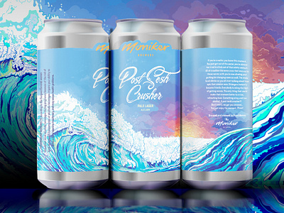 Post Sesh Crusher beach beer beer art beer can beer label beer label art beer label design beer packaging craft beer craft beer label digital illustration label art label packaging labels packaging designer packagingdesign procreate surf wave art wave illustration