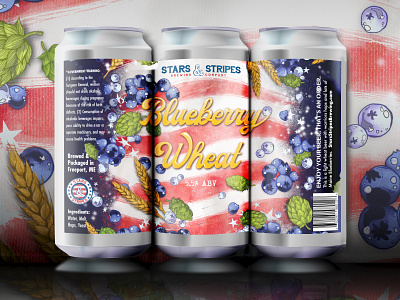 Blueberry Wheat american flag americana beer art beer branding beer can beer can label beer label beer label design beer packaging beer packaging design branding can art can label craft beer graphicdesign illustration label design label designer lettering packaging design