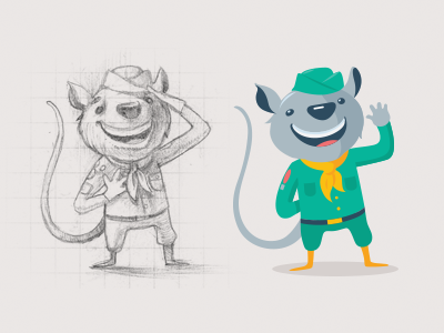 Rules Mouse boyscout cartoon illustration mouse sketch vector