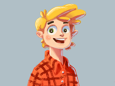 Boy - Color Sketch blonde boy cartoon illustration