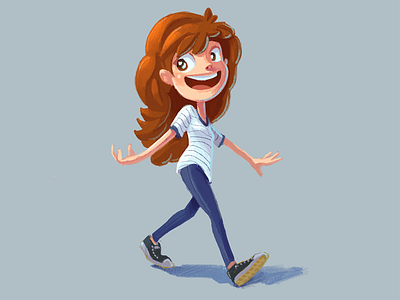 Girl - Color Sketch cartoon character girl illustration