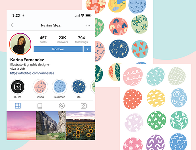 Instagram Story Highlight Covers branding design eclectic icon illustration illustrator instagram instagram stories instagram template memphis pattern procreate typography