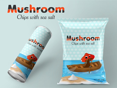 Mushroom Chips branding brandmark chips color design goldenratio graphic design illustration logo mobile mushroom packaging print product design red sky snack united states usa vector