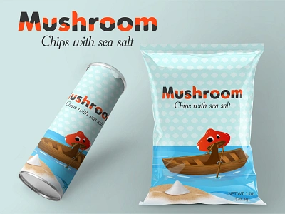 Mushroom Chips branding brandmark chips color design goldenratio graphic design illustration logo mobile mushroom packaging print product design red sky snack united states usa vector