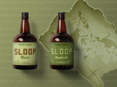 Sloop Rum alcohol bottle branding brandmark design drink graphic design illustration logo rum sugarcane typography vector