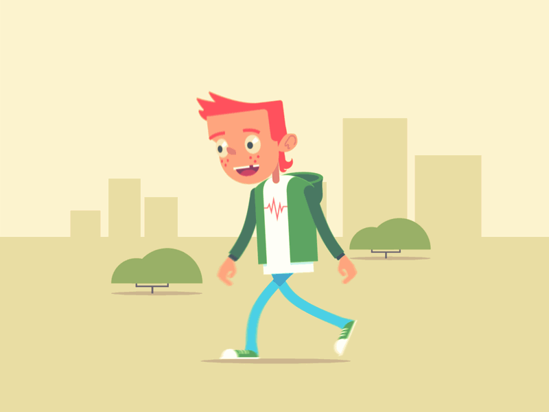 Redhead Walker 2d after effects animation explainer flat gif loop minimalism