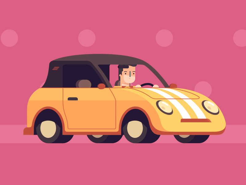The Car in Pink 2d after effects animation explainer flat gif loop minimalism