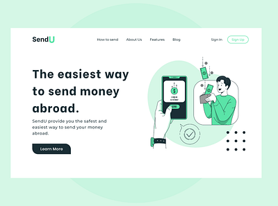 SendU Money transfer Web UI adobe xd branding design concept design illustration landing page design landingpage money transfer ui webdesign website